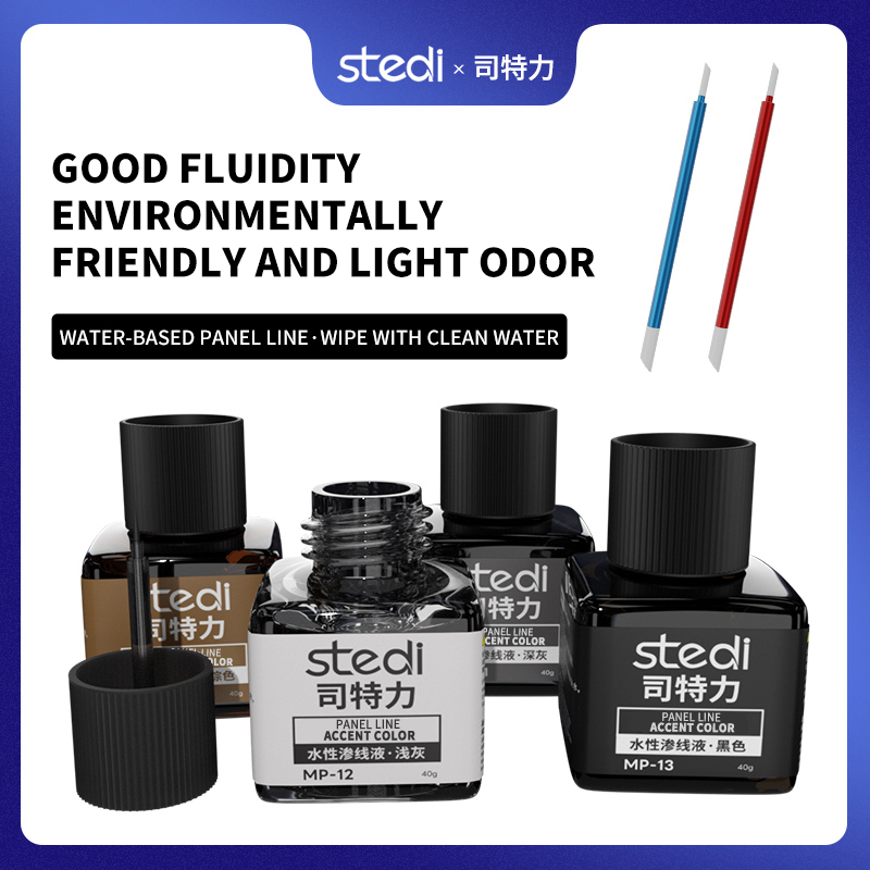Tamiya Model Paint Set - Stedi Water-Based Panel Line Regular Colors,